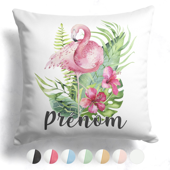 Cuscino bicolore personalizzato - Fenicottero rosa tropicale