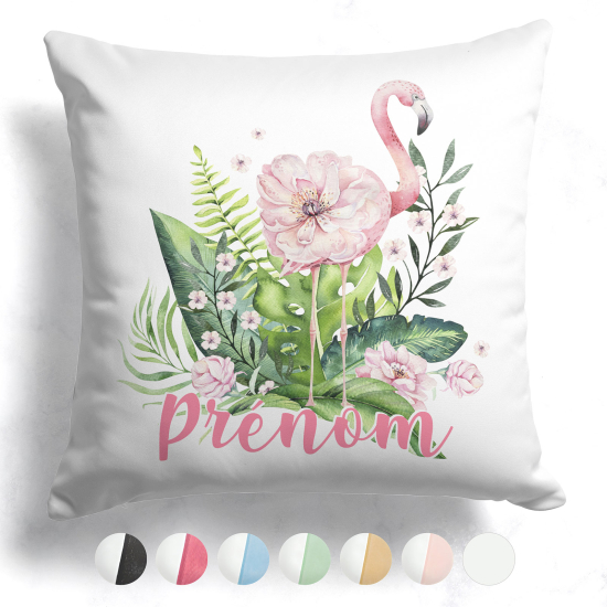 Cuscino bicolore personalizzato - Fenicottero rosa tropicale