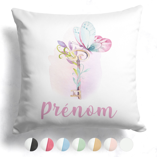 Cuscino bicolore personalizzato - Fiori farfalla