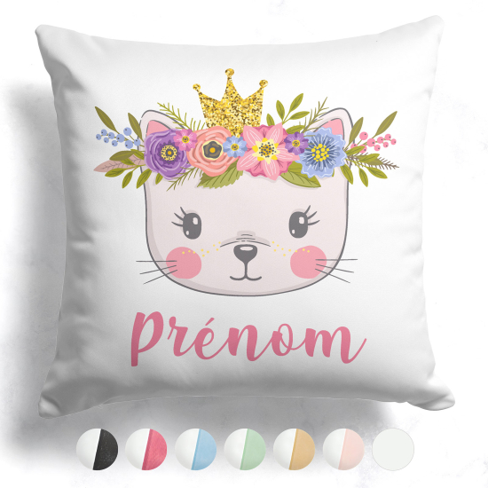 Cuscino bicolore personalizzato - Gattina principessa