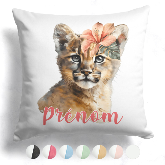 Cuscino bicolore personalizzato - Gatto fiore