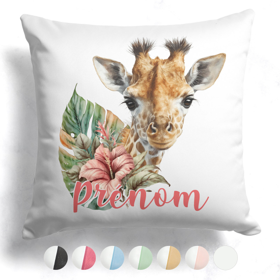 Cuscino bicolore personalizzato - Giraffa fiore