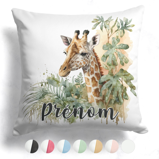 Cuscino bicolore personalizzato - Giraffa giungla
