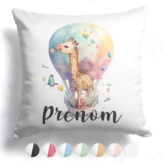 Cuscino bicolore personalizzato - Giraffa mongolfiera