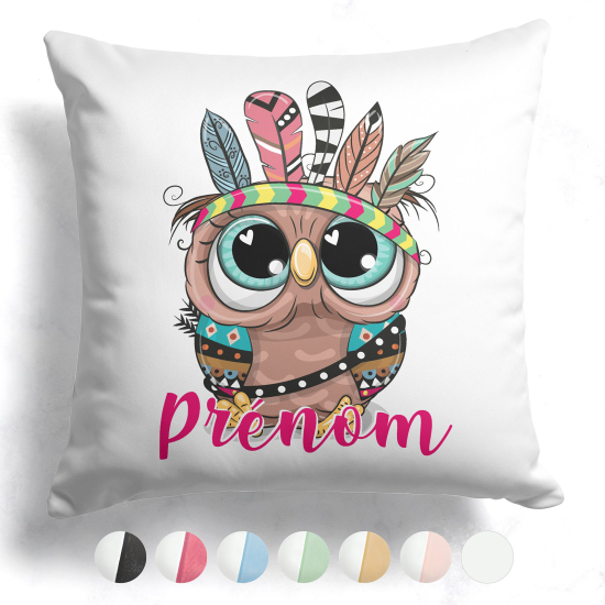 Cuscino bicolore personalizzato - Gufo indiano
