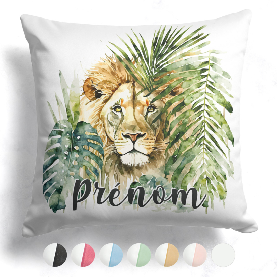 Cuscino bicolore personalizzato - Leone giungla