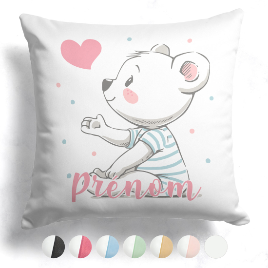 Cuscino bicolore personalizzato - Orsetto cuore