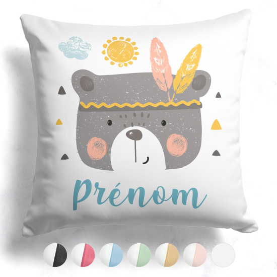 Cuscino bicolore personalizzato - Orsetto indiano