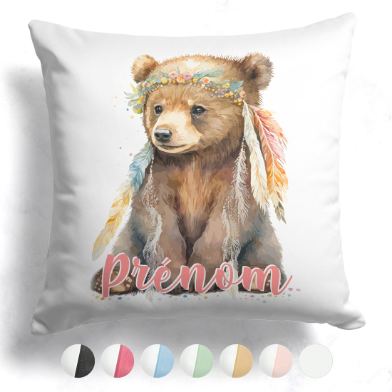Cuscino bicolore personalizzato - Orsetto indiano