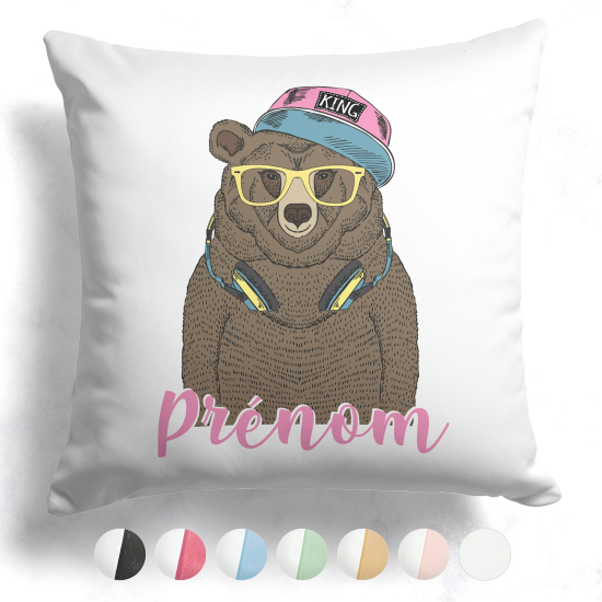 Cuscino bicolore personalizzato - Orso musica