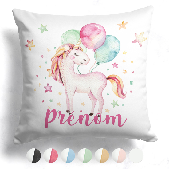 Cuscino bicolore personalizzato - Palloncini unicorno