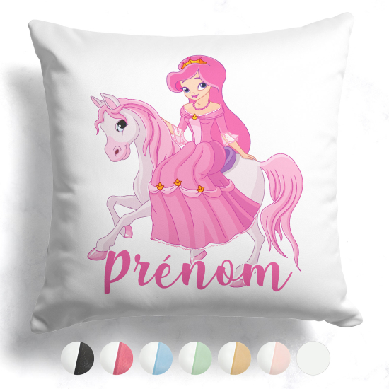 Cuscino bicolore personalizzato - Principessa a cavallo