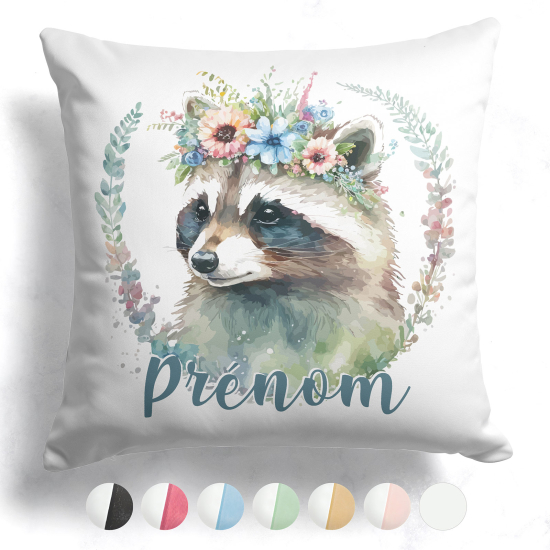 Cuscino bicolore personalizzato - Procione fiori