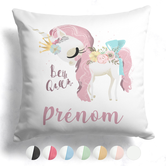 Cuscino bicolore personalizzato - Unicorno sia la regina