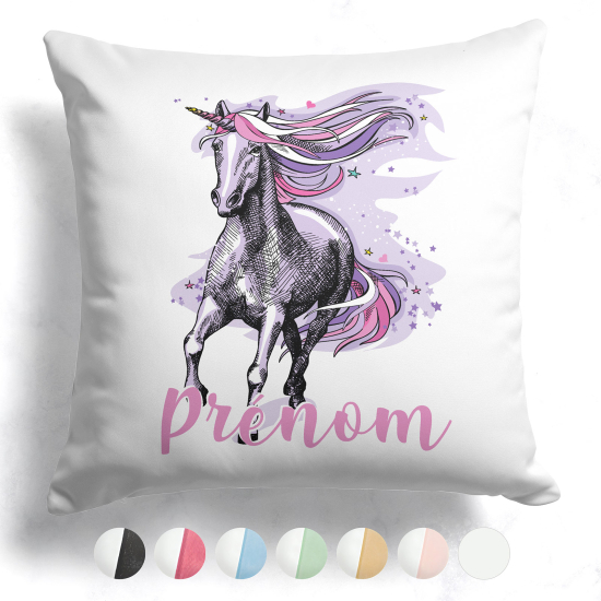 Cuscino bicolore personalizzato - Unicorno viola