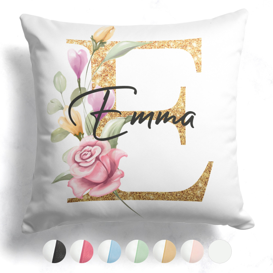 Cuscino monogram bicolore personalizzato - Lettera E
