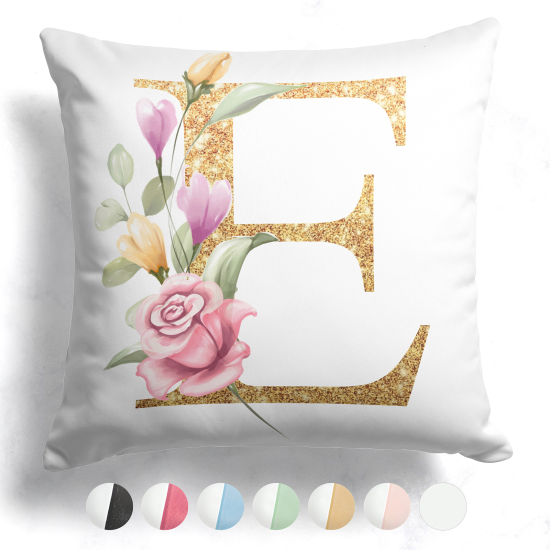 Cuscino monogram bicolore personalizzato - Lettera E