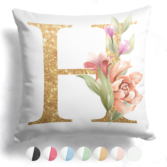 Cuscino monogram bicolore personalizzato - Lettera H