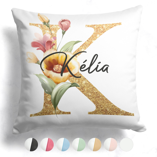 Cuscino monogram bicolore personalizzato - Lettera K