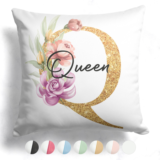 Cuscino monogram bicolore personalizzato - Lettera Q