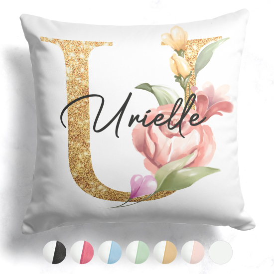 Cuscino monogram bicolore personalizzato - Lettera U