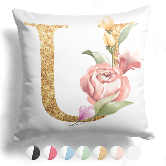 Cuscino monogram bicolore personalizzato - Lettera U