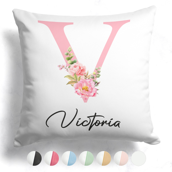 Cuscino monogram bicolore personalizzato - Lettera V