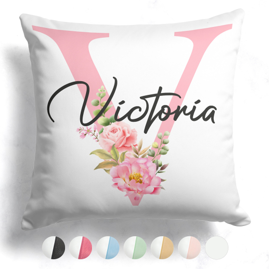 Cuscino monogram bicolore personalizzato - Lettera V