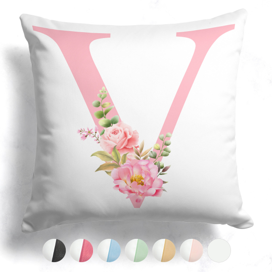 Cuscino monogram bicolore personalizzato - Lettera V