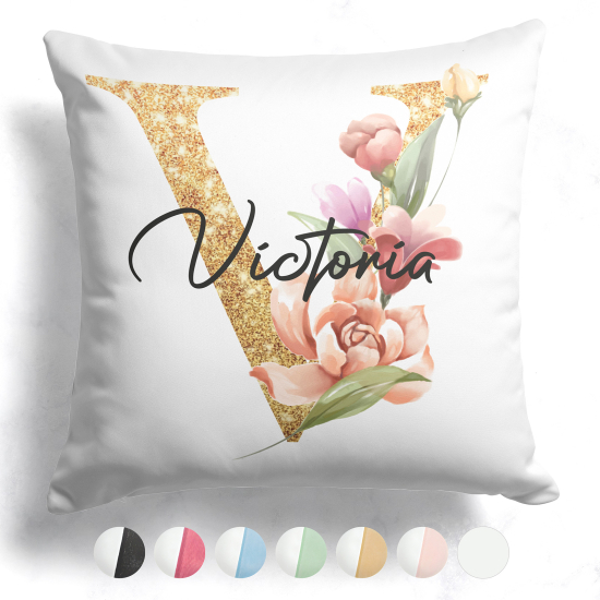 Cuscino monogram bicolore personalizzato - Lettera V