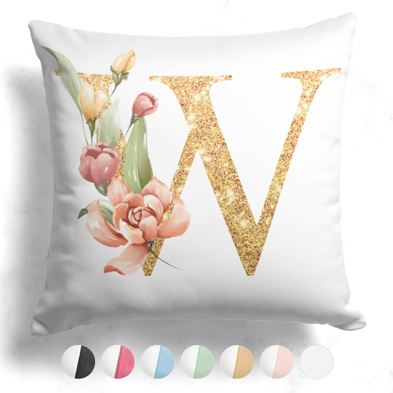 Cuscino monogram bicolore personalizzato - Lettera W