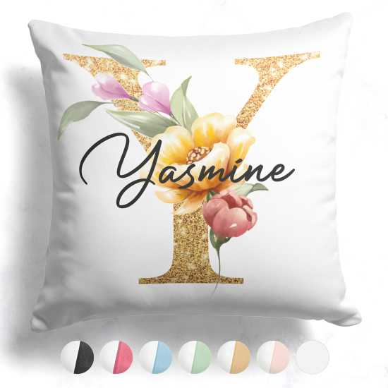 Cuscino monogram bicolore personalizzato - Lettera Y
