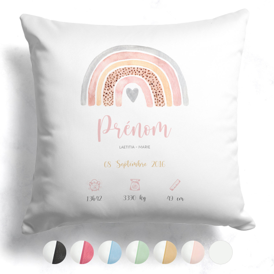 Cuscino nascita personalizzato - Arcobaleno