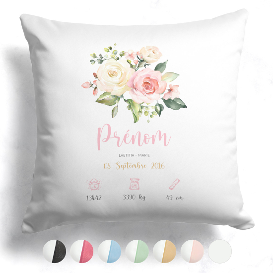 Cuscino nascita personalizzato - Fiori