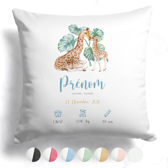 Cuscino nascita personalizzato - Giraffe