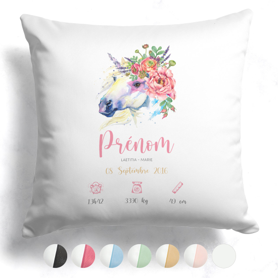 Cuscino nascita personalizzato - Unicorno