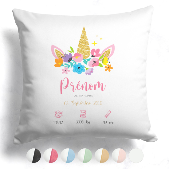 Cuscino nascita personalizzato - Unicorno