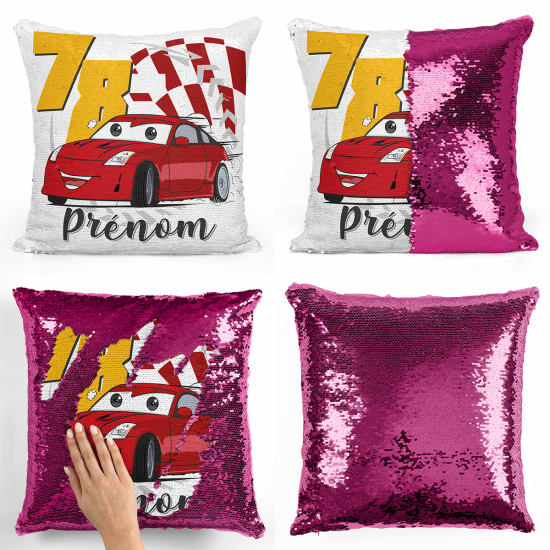 Cuscino Paillettes Personalizzato - Auto da corsa