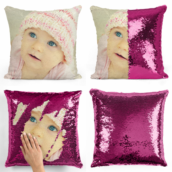 Cuscino Paillettes Personalizzato con Foto