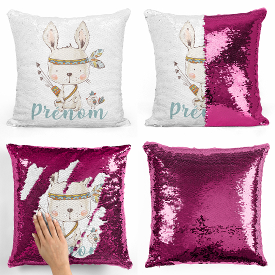 Cuscino Paillettes Personalizzato - Coniglio indiano