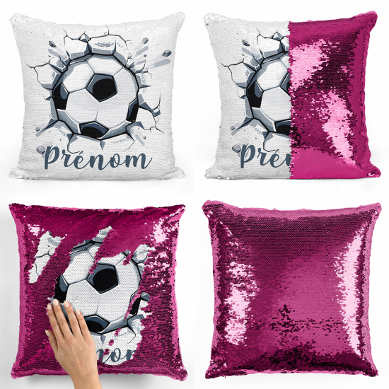 Cuscino Paillettes Personalizzato - Pallone da calcio