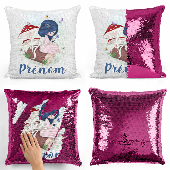 Cuscino Paillettes Personalizzato - Piccola ragazza naturale