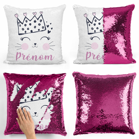 Cuscino Paillettes Personalizzato - Regina dei gatti