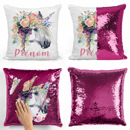 Cuscino Paillettes Personalizzato - Unicorno
