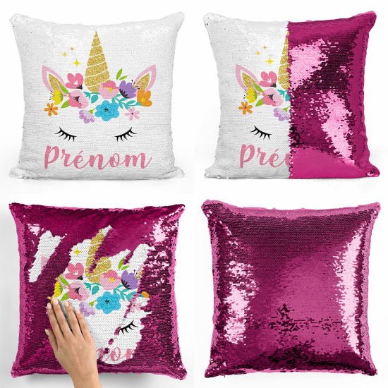 Cuscino Paillettes Personalizzato - Unicorno magico