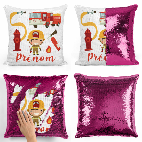 Cuscino Paillettes Personalizzato - Vigili del fuoco