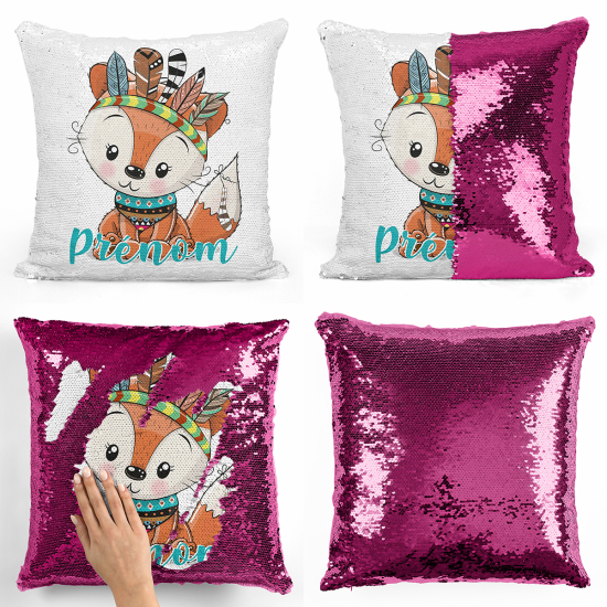 Cuscino Paillettes Personalizzato - Volpe indiana