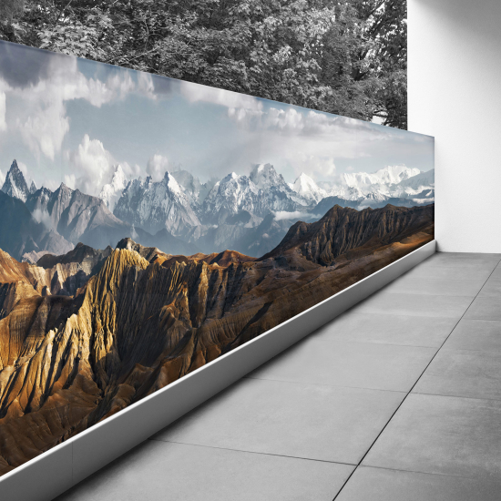 Frangivista per balcone - 110x357 cm - Paesaggio delle montagne del Nepal