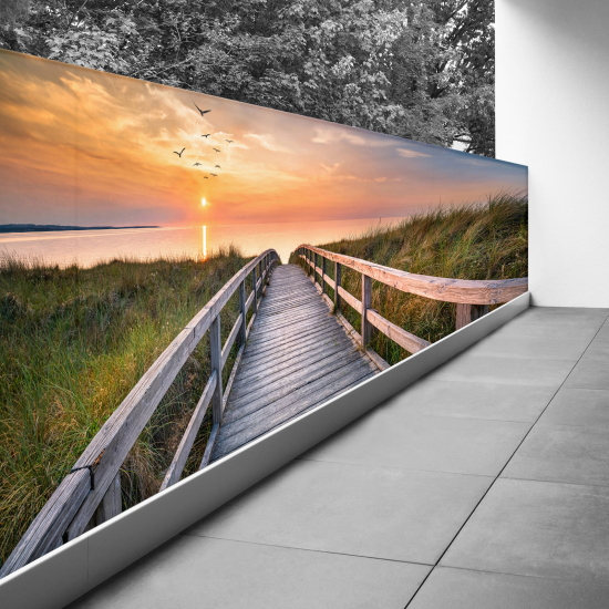 Frangivista per balcone - 120x332 cm - Pontile tramonto