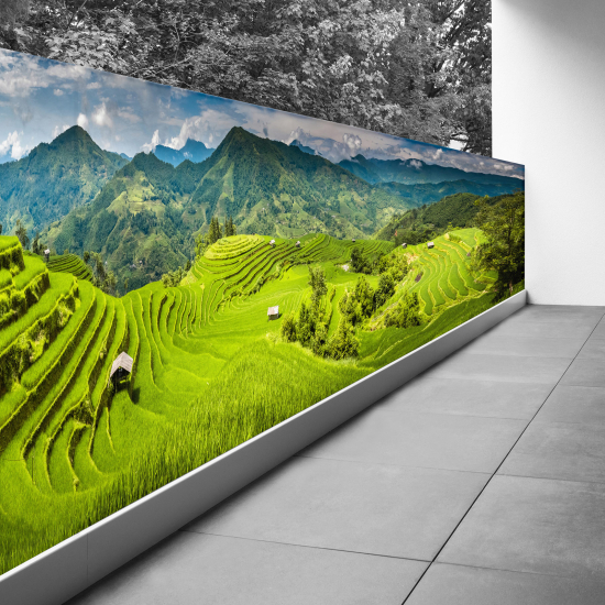 Frangivista per balcone - 120x450 cm - Terrazze di risaie di Mu Cang Chai